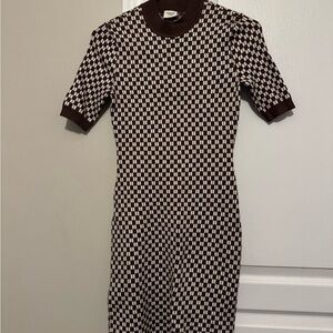 Abercrombie & Fitch Brown and White Patterned Mini Dress